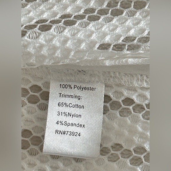 Ming Wang Full Zip Mesh Jacket Women's  M White w/Black Trim
3/4 Sleeves Classic - Picture 6 of 11